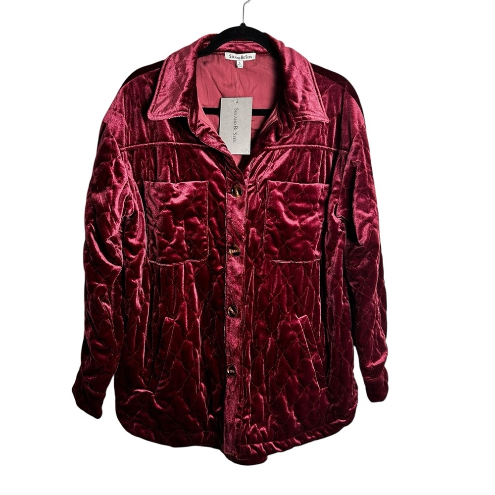 See and Be Seen Quilted Velvet Button-Down Jacket Size Small